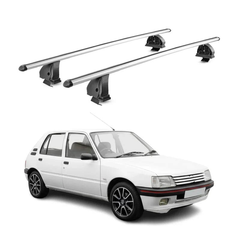 Alu Dachträger für Peugeot 205 1983-1998 5Tür TÜV T-Nut 75 kg 2tlg Silber