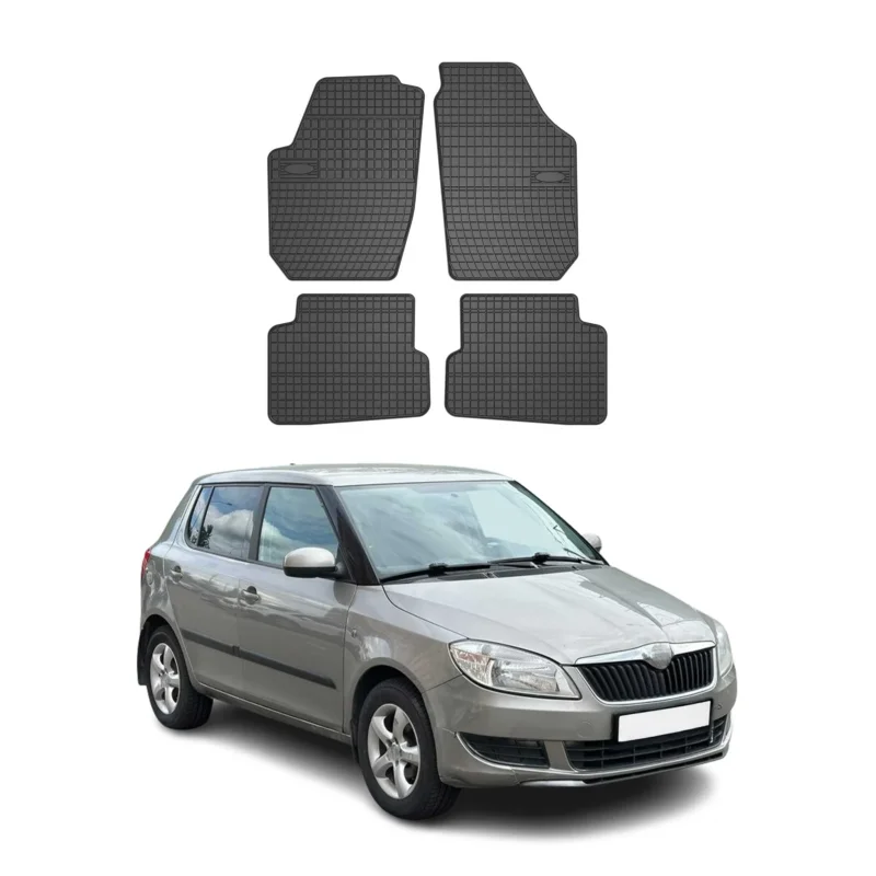 OMAC Gummi Fußmatten für Skoda Fabia 2006-2014 Automatten Gummi Schwarz 4tlg