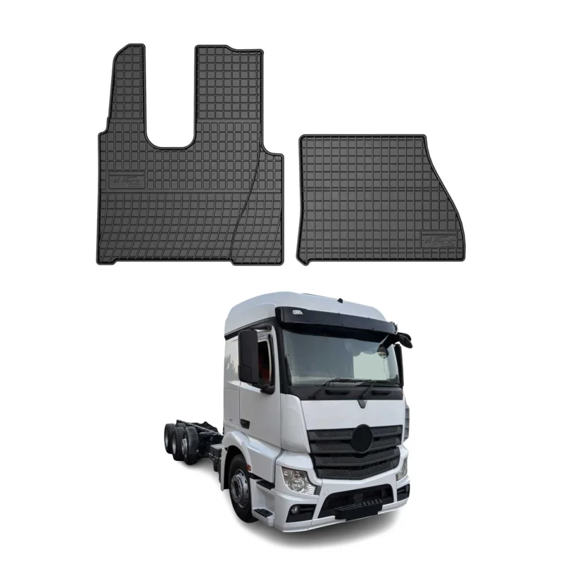 OMAC Gummi Fußmatten für Mercedes Actros MP4 2012-2020 Automatten Schwarz 2x