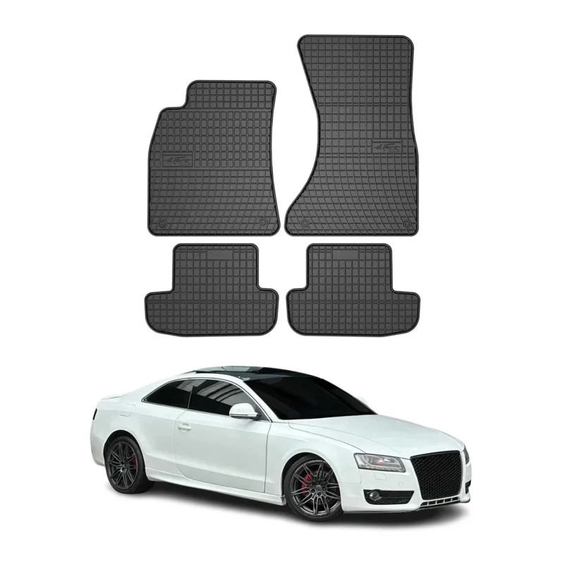 OMAC Gummi Fußmatten für Audi A5 Cabriolet Coupe 8T3 8F7 2007-2017 Schwarz 4x