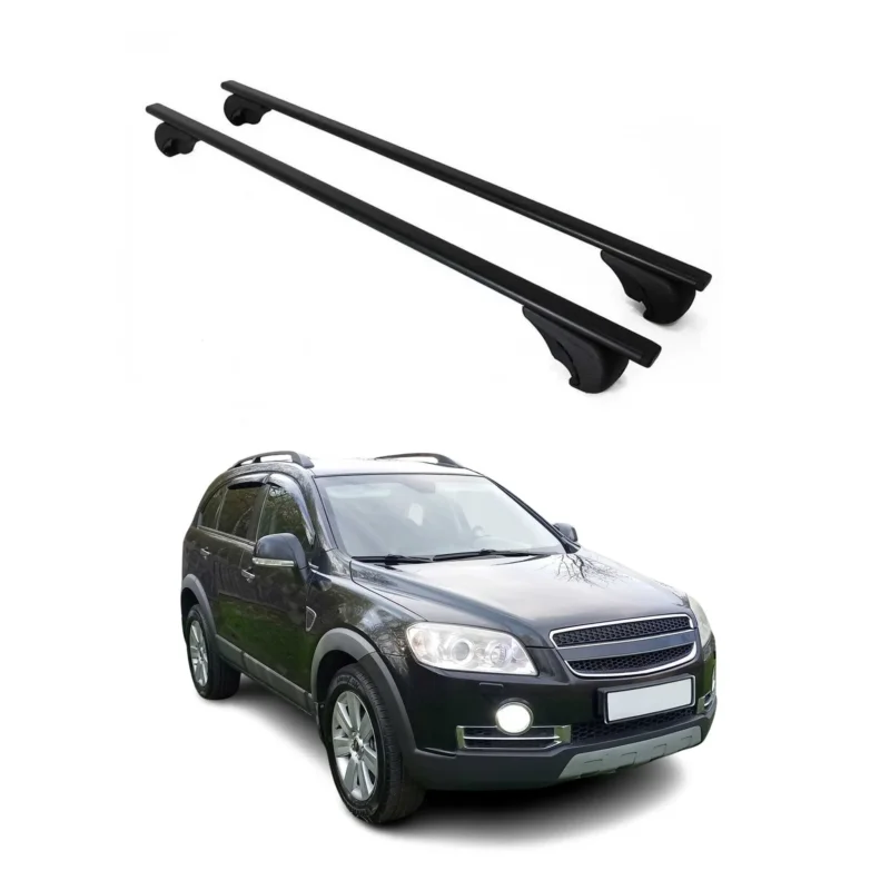 Dachträger Grundträger für Chevrolet Captiva 2006-2016 75kg Stahl Schwarz 2 tlg