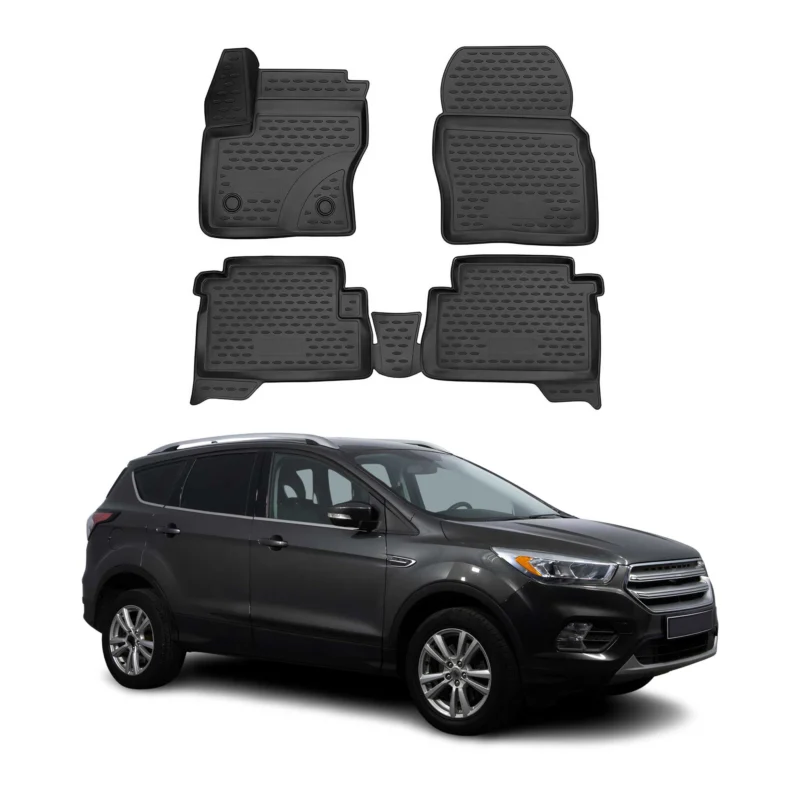 OMAC Gummimatten Fußmatten für Ford Kuga II 2012-2019 TPE Automatten Schwarz 4x
