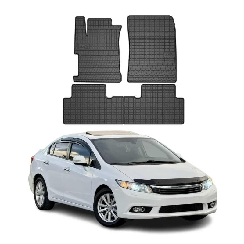 OMAC Gummi Fußmatten für Honda Civic IX 2011-2016 Automatten Gummi Schwarz 4tlg