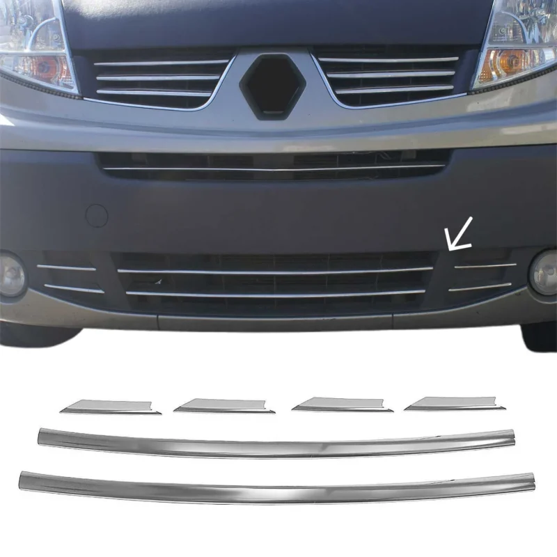 Kühlergrill Leisten Grillleisten für Renault Trafic 2008-2014 Edelstahl Chrom 6x