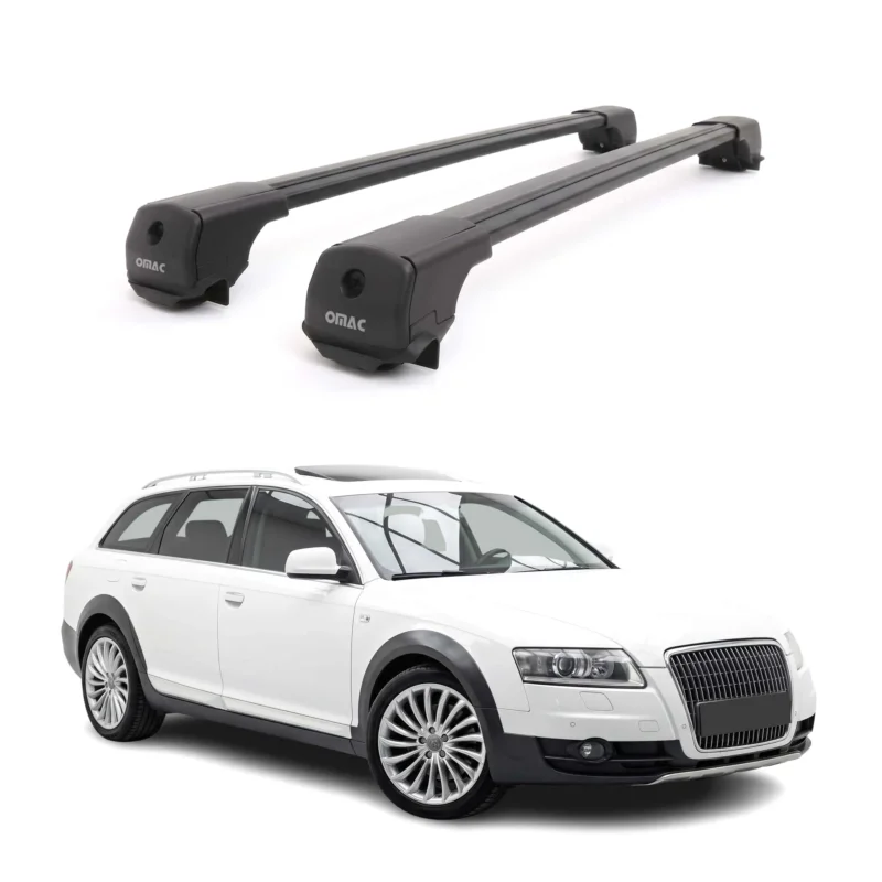 Dachträger Grundträger für Audi A6 C6 Allroad 2006-2011 Aluminium Schwarz 2tlg