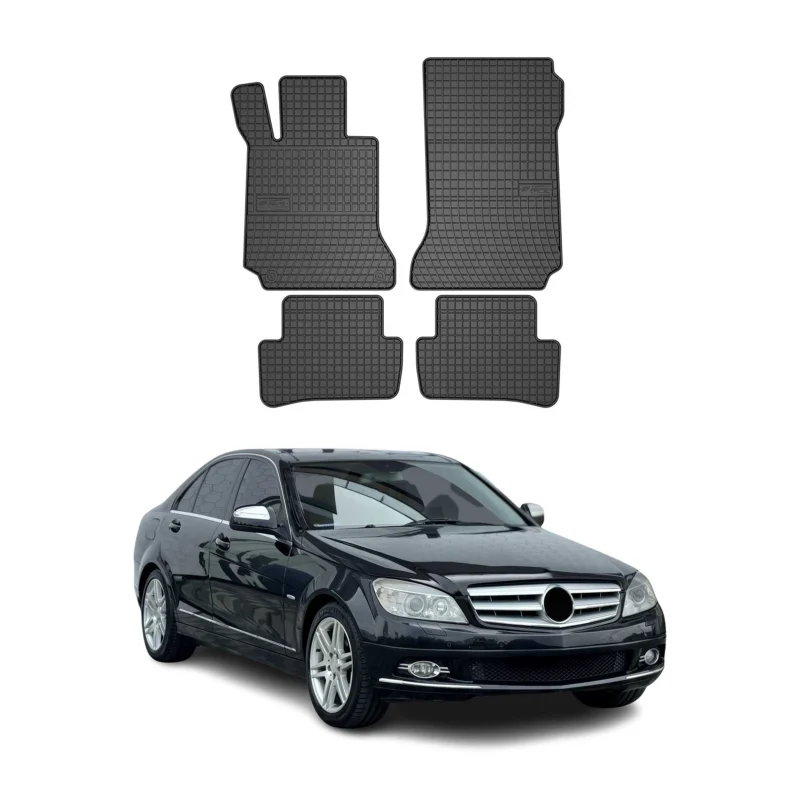 OMAC Gummi Fußmatten für Mercedes C Klasse W204 2007-2014 Automatten Schwarz 4x