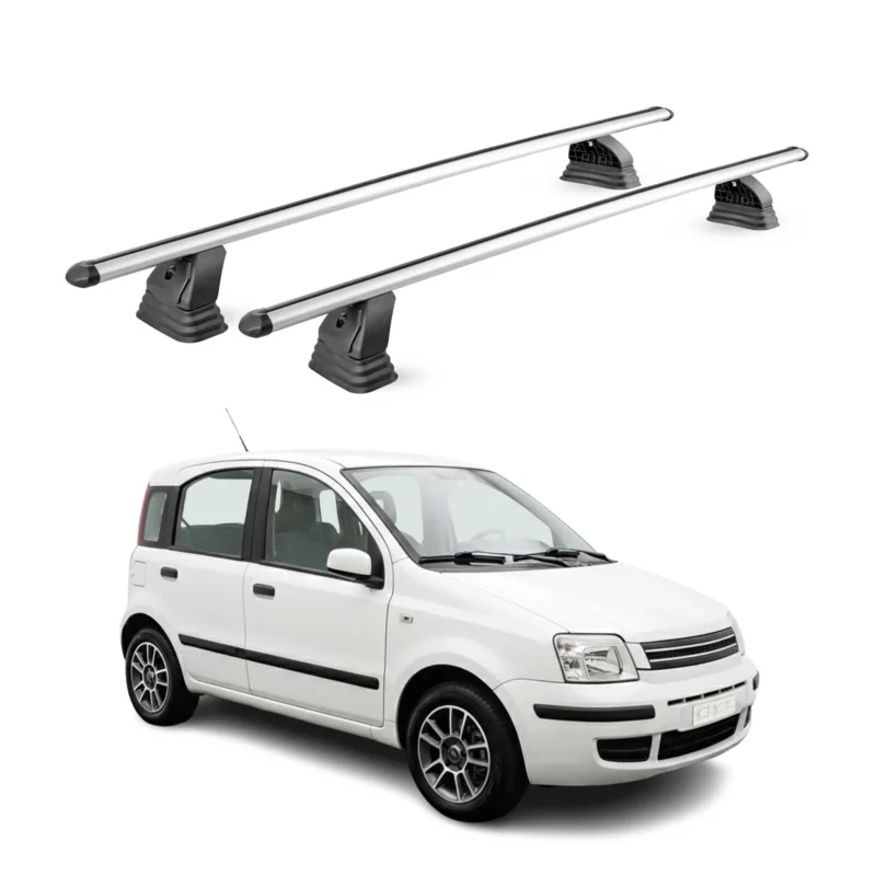Alu Dachträger für Fiat Panda II 2003-2012 TÜV T-Nut Abschließbar 2tlg Silber