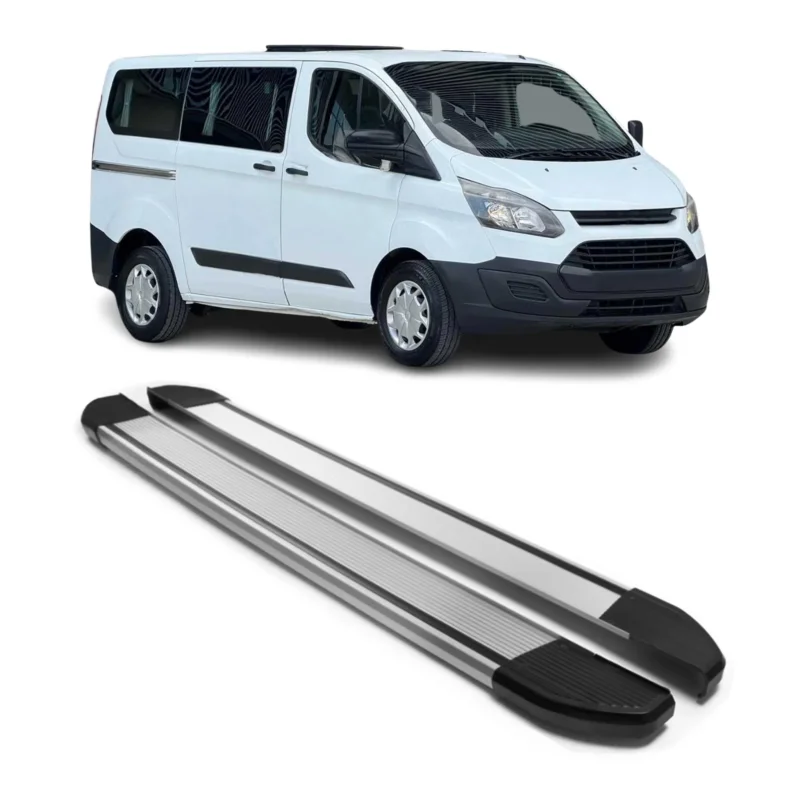 Trittbretter Seitenschweller für Ford Tourneo Custom 2013-2023 L1 Alu Grau 2 tlg
