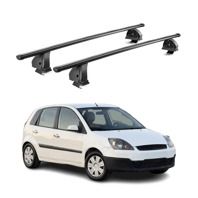 Stahl Dachträger für Ford Fiesta V Schrägheck 2002-2008 TÜV 75 kg 2tlg Schwarz