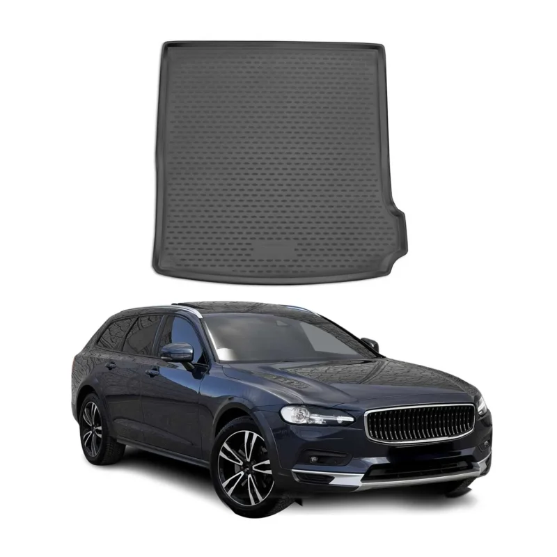 Kofferraummatte Kofferraumwanne für Volvo V90 Kombi 2017-2021 Pre-FL TPE Schwarz
