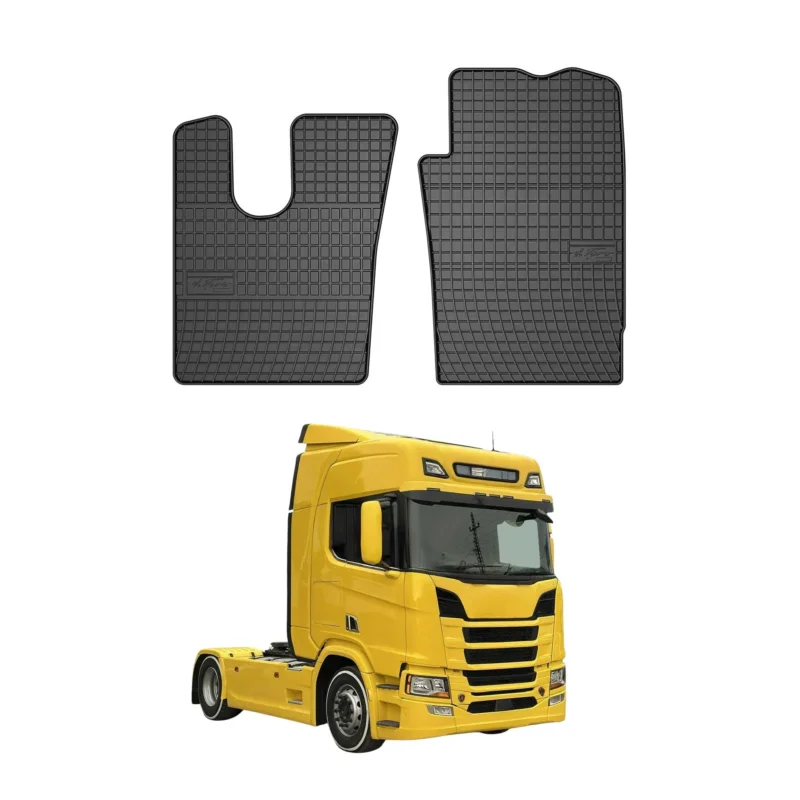 OMAC Gummi Fußmatten für Scania RIS 2016-2020 Automatten Gummi Schwarz 2tlg