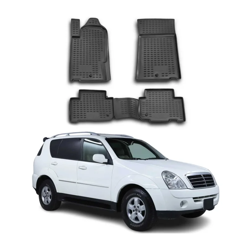 OMAC Gummimatten Fußmatten für Ssangyong Rexton GAB 2002-2021 TPE Schwarz 4x