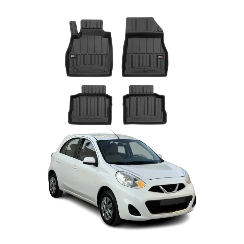 OMAC Gummi Fußmatten für Nissan Micra K14 2017-2023 Premium Gummi Schwarz 4tlg