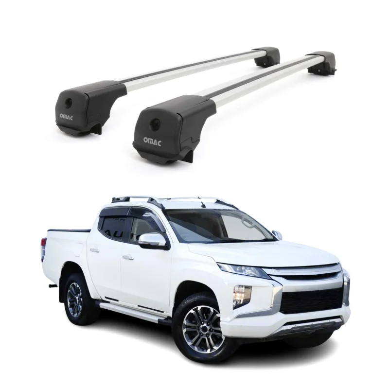 Dachträger Grundträger für Mitsubishi L200 V 2015-2023 Aluminium 75kg Grau 2tlg