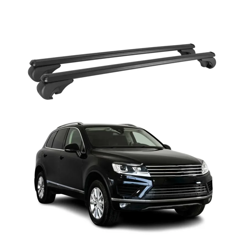 Dachträger für VW Touareg 2010-2018 Gepäckträger Grundträger Alu Schwarz 2x