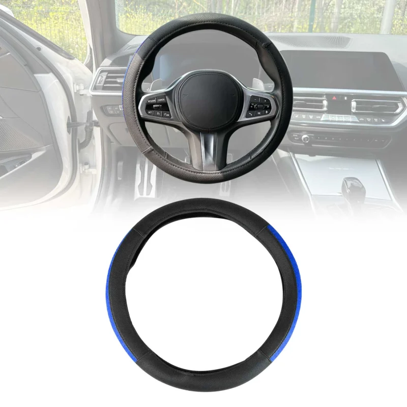 Lenkradbezug Lenkradschoner Lenkrad abdeckung Schwarz Halbmond Blau Ø 38-40 cm