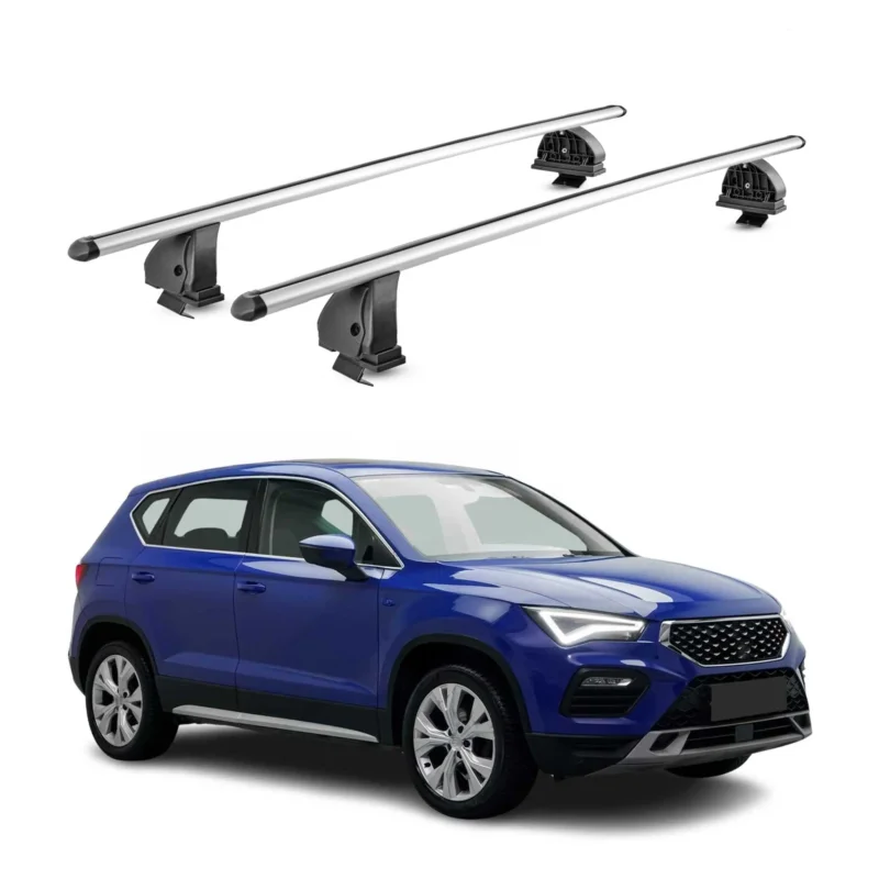 Alu Dachträger für Seat Ateca 2016-2026 TÜV T-Nut Abschließbar 2tlg Silber