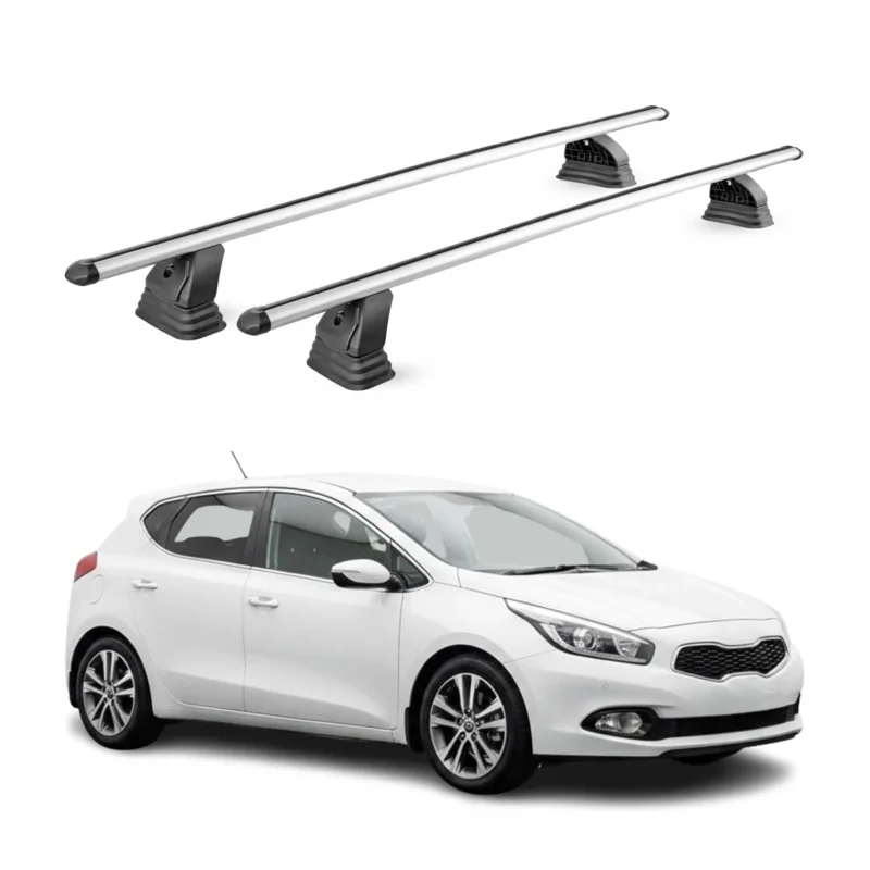 Alu Dachträger für Kia Cee'd II 2012-2018 TÜV T-Nut Abschließbar 2tlg Silber