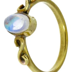 Messing Ringe S - Form Spiralen Mondstein oval antik golden dünn nickelfrei Tribal Stein Schmuck - chic - net.de