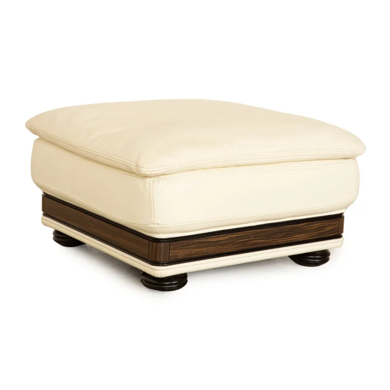 Nieri Monaco Leder Hocker Creme Weiß