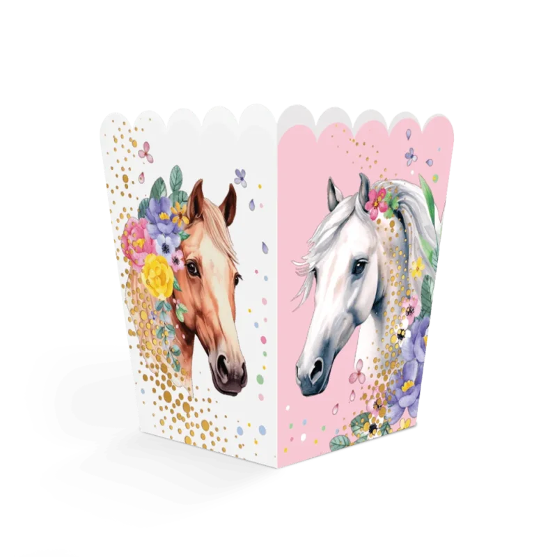 Paard Snackbakjes Wit Roze 6cm 8st van WeFiesta koop je bij Partywinkel