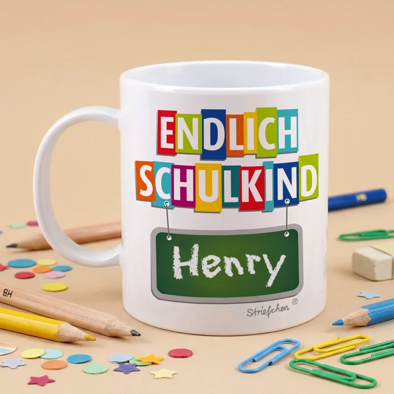 Bruchsichere Kunststoff-Tasse für Kinder zum Schulanfang