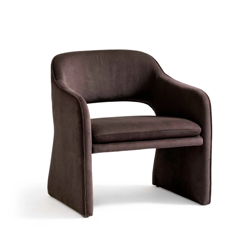 Plush Loungesessel, Modern Cord Braun
