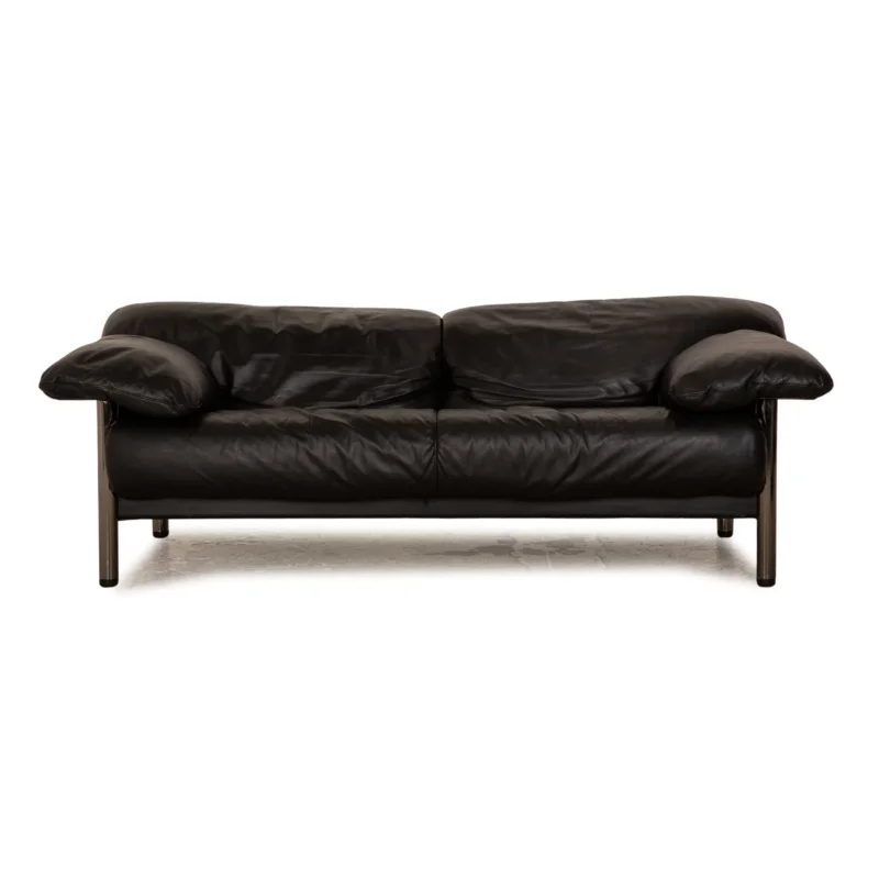 Poltrona Frau Leder Dreisitzer Schwarz Sofa Couch