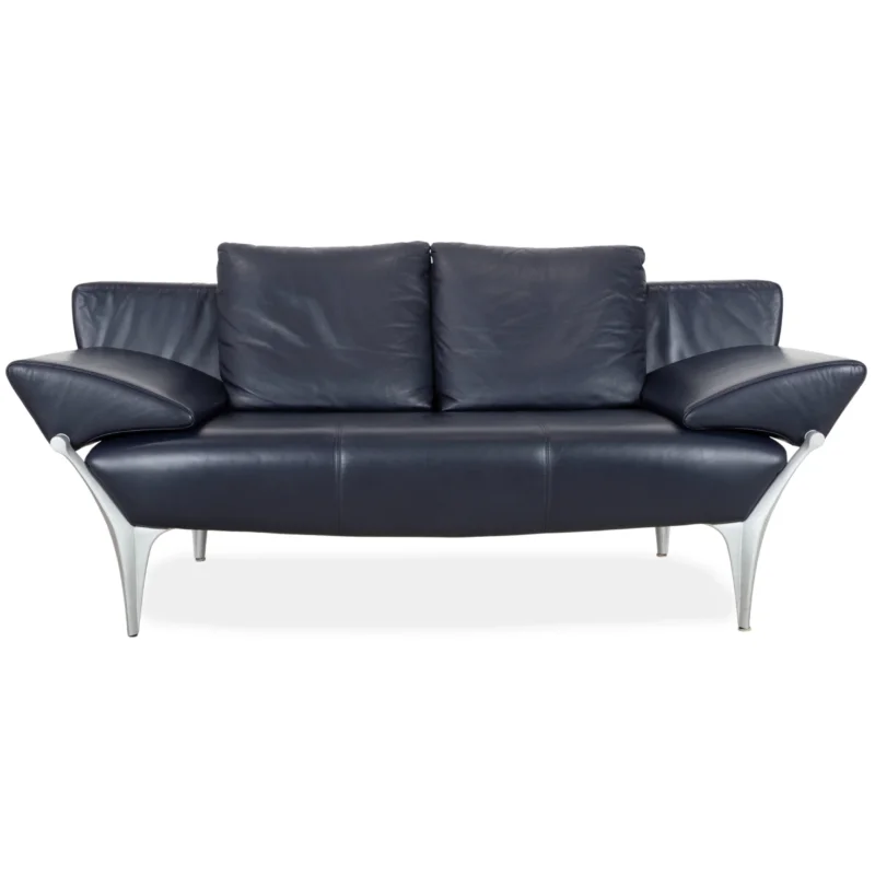 Rolf Benz 1600 Leder Zweisitzer Dunkelblau Sofa Couch manuelle Funktion