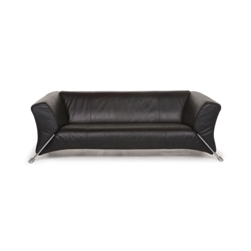 Rolf Benz 322 Leder Sofa Schwarz Dreisitzer #13000