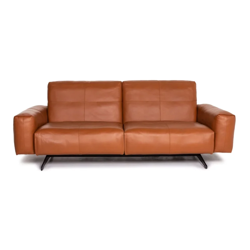 Rolf Benz 50 Leder Sofa Cognac Braun Dreisitzer Funktion Couch #13665