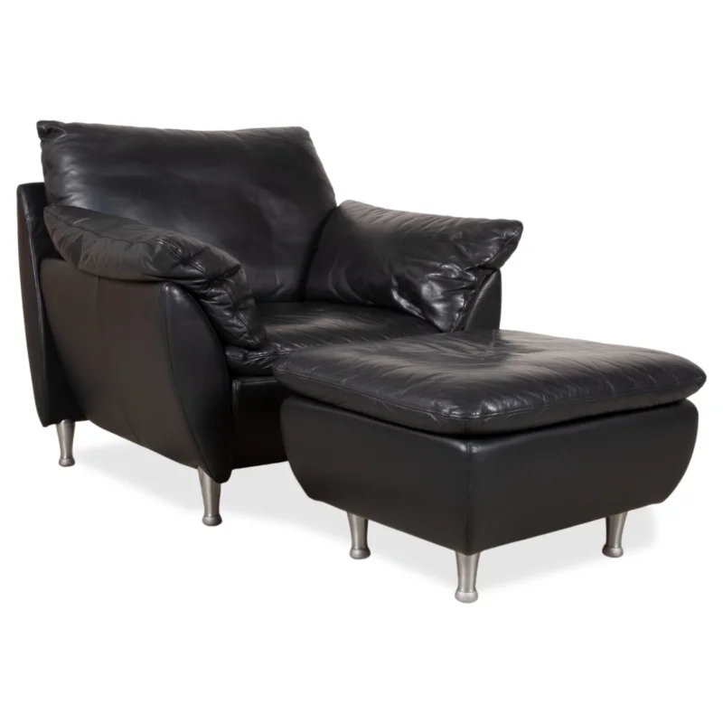Rolf Benz 5600 Leder Sessel Schwarz inkl. Hocker
