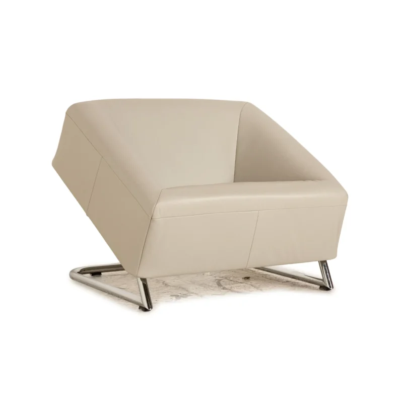 Rolf Benz Freistil 192 Leder Sessel Hellgrau