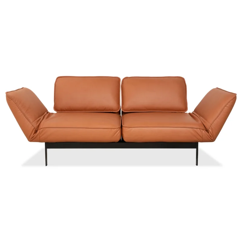 Rolf Benz Mera 386 veganes Leder Zweisitzer Braun Camel manuelle Funktion Sofa Couch Neubezug GAVIN 103