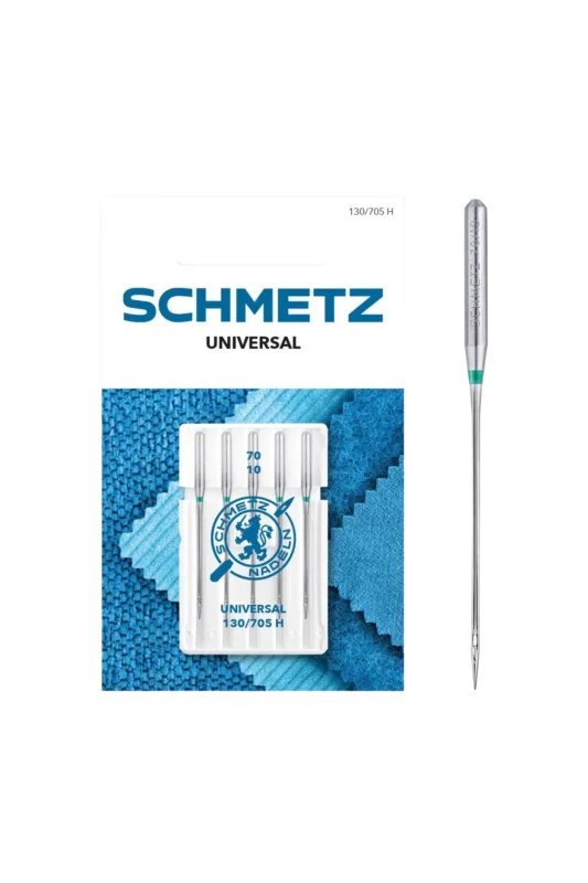 Schmetz Universal / System 130 / 705 H in vollständiger Frontansicht der Verpackung mit freigestellter Euroloch-Aussparung