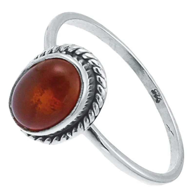 Silber Ring Karneol rot 8 mm oval Zopf Rand 925 - chic - net.de