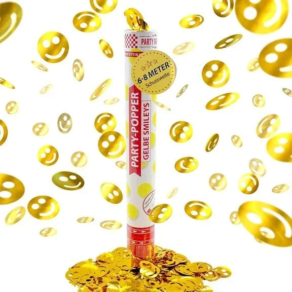 Smiley Confetti Kanon Goud 40cm van VDV Benefit koop je bij Partywinkel