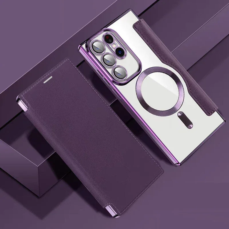 Sandsberg | Magnetische Samsung Flip-Hülle | Lederstruktur mit Ringhalter