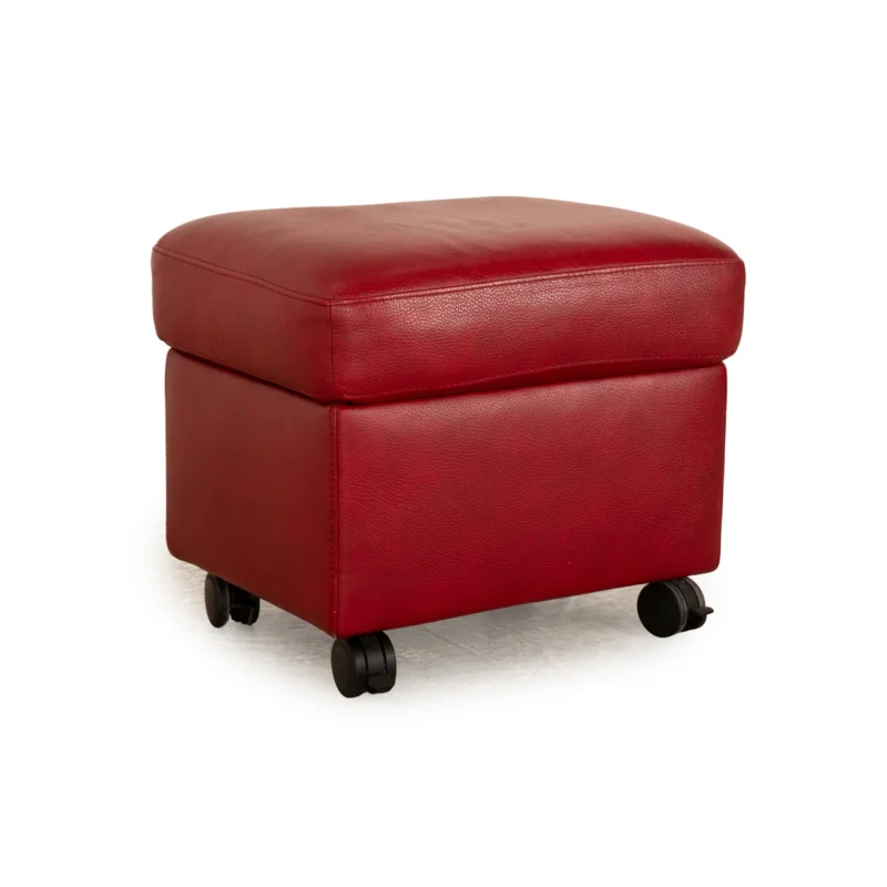 Stressless Leder Hocker Rot manuelle Funktion Staufach