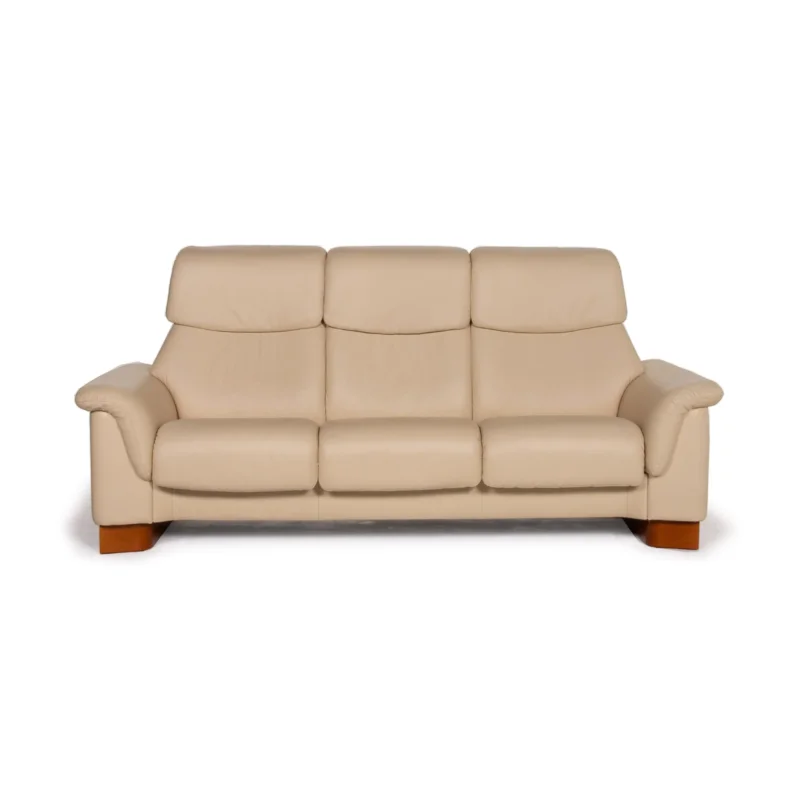 Stressless Paradise Leder Sofa Creme Dreisitzer Relaxfunktion #14424