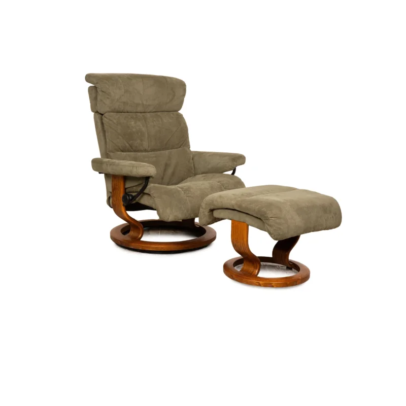 Stressless Stoff Sessel Grün manuelle Funktion Relaxfunktion inkl. Hocker Größe M