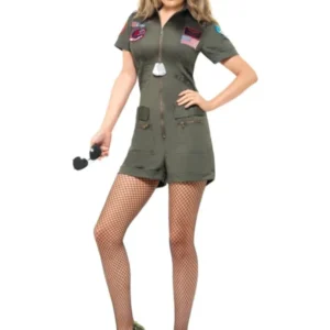 Top Gun Aviator Kostuum, groen van Smiffys koop je bij Partywinkel