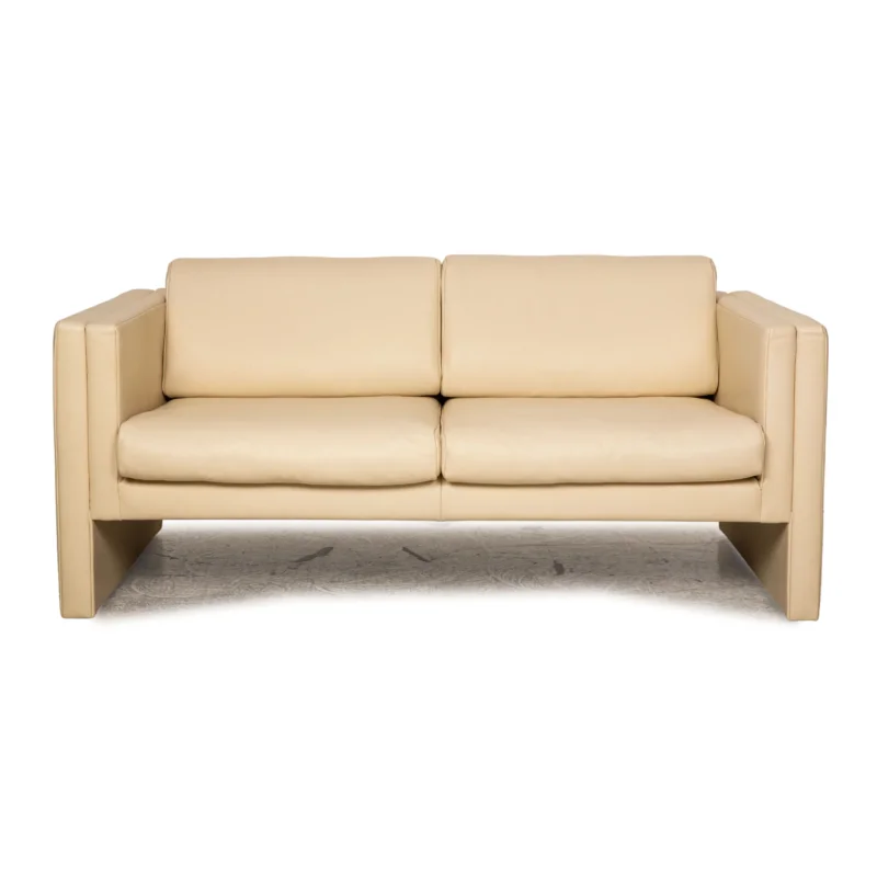 Walter Knoll Studio 191 Leder Zweisitzer Creme Sofa Couch