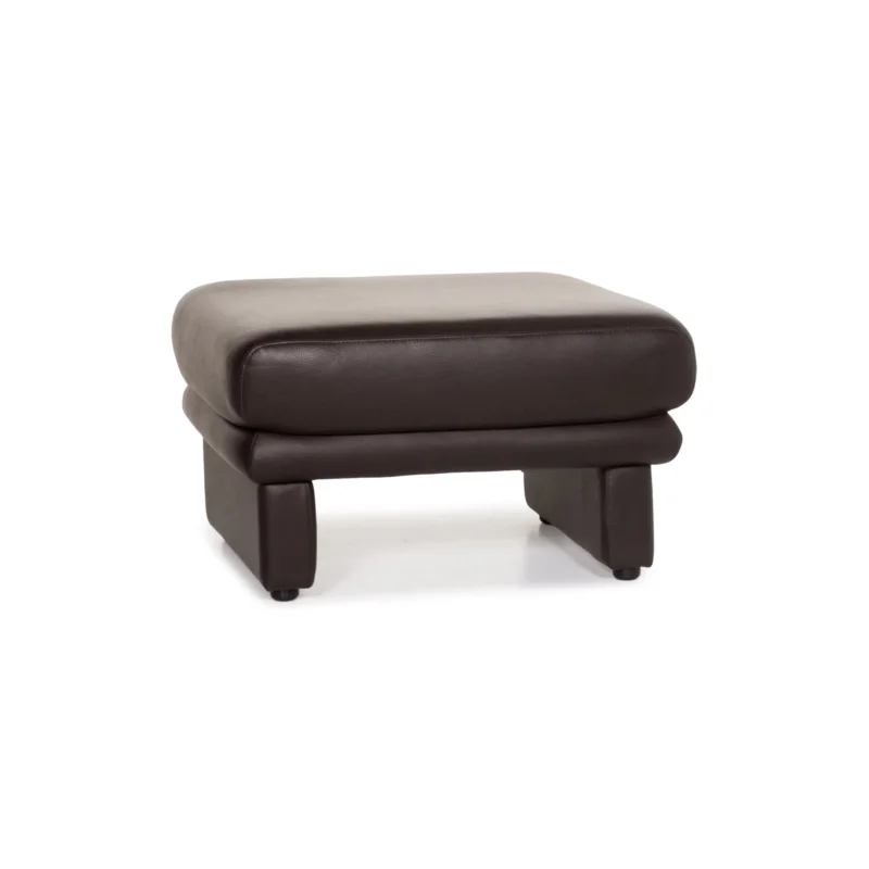 Willi Schillig Leder Hocker Braun Dunkelbraun Ottoman #13554