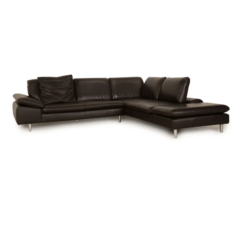 Willi Schillig Loop Leder Ecksofa Dunkelbraun manuelle Funktion Sofa Couch