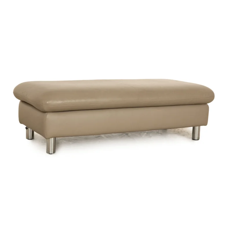 Willi Schillig Loop Leder Hocker Grau Taupe