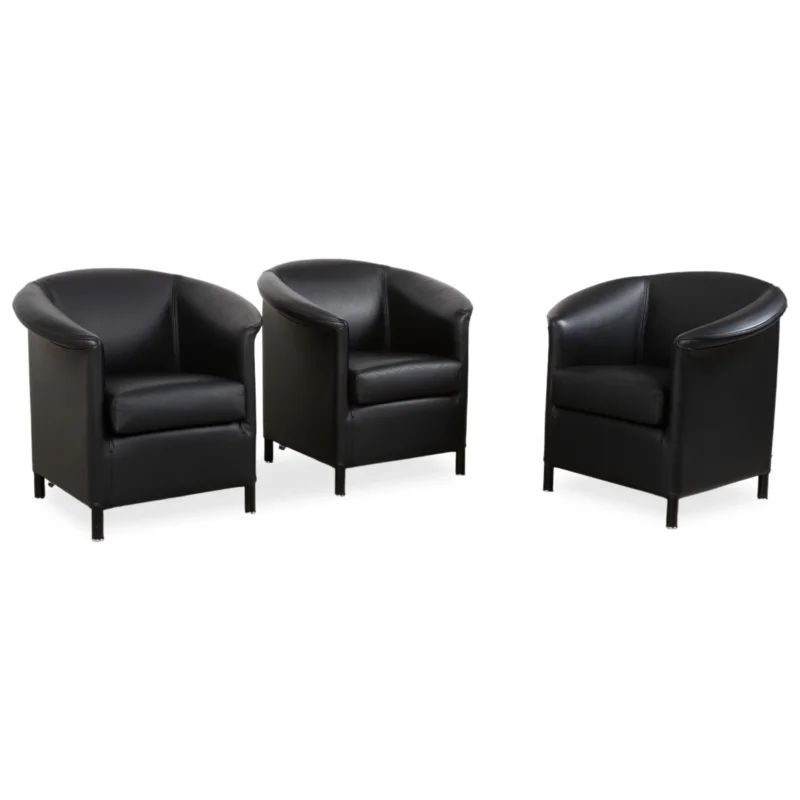 Wittmann Aura Leder 3x Sessel Schwarz