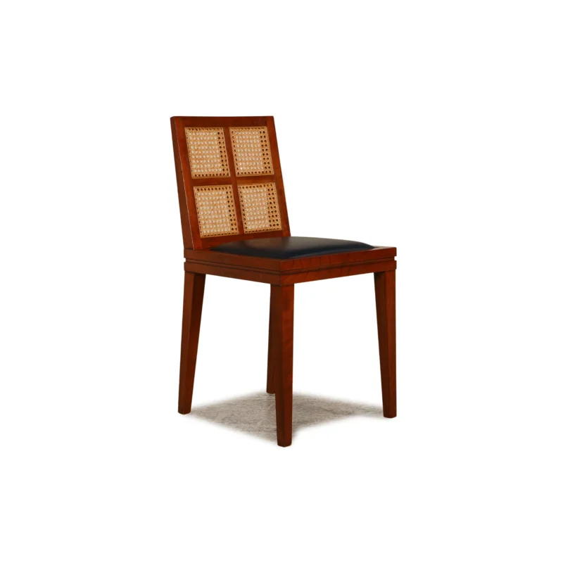 WK Wohnen Wk 458 SA 65 Holz Stuhl Braun Leder Blau